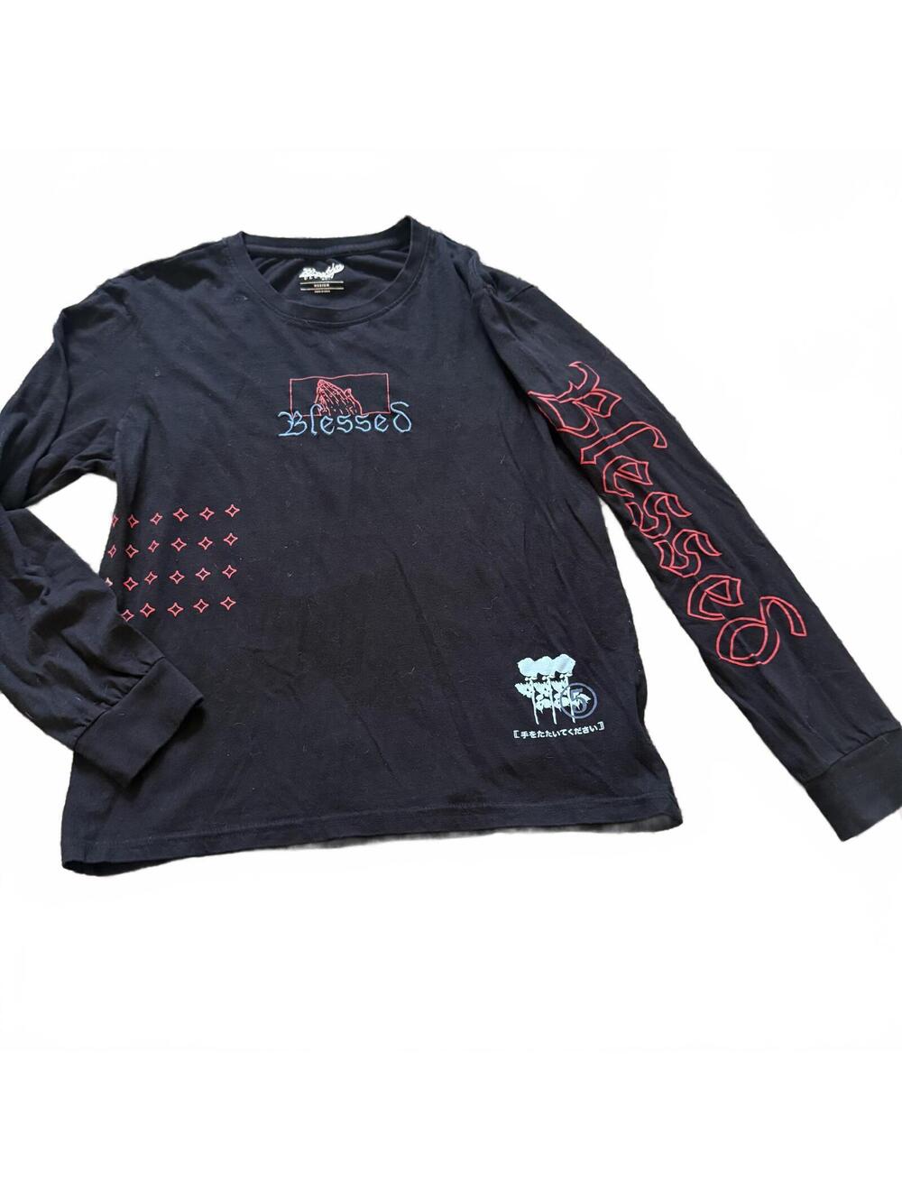 Brooklyn Cloth Black Blessed Graphic Long Sleeve Tee Size Medium